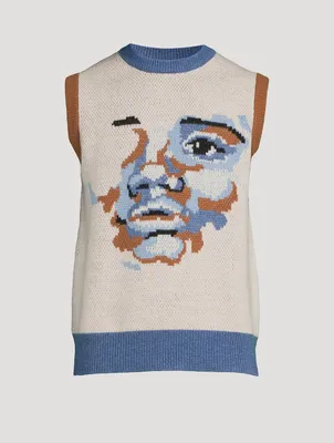 Face Knit Wool-Blend Sweater Vest
