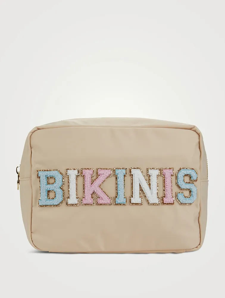 Large Nylon Pouch With Bikinis Lettering
