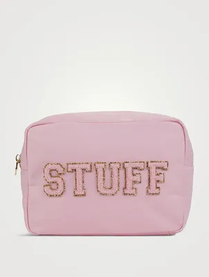 Large Nylon Pouch With Stuff Lettering