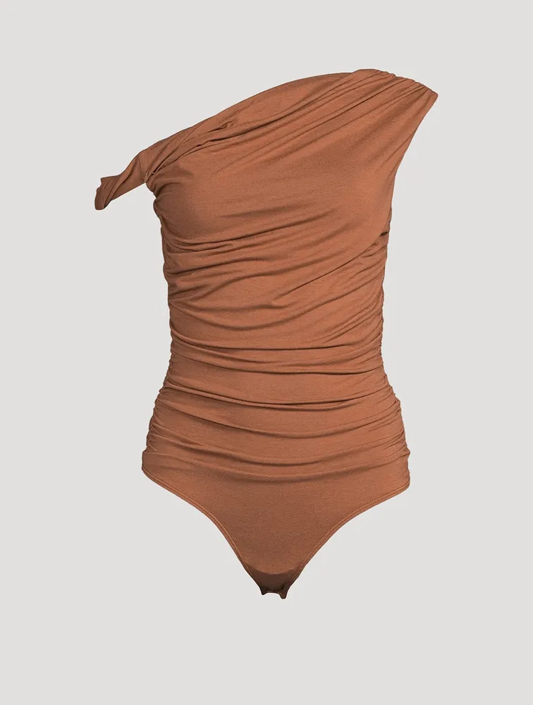 Hilma Asymmetric Ruched Bodysuit
