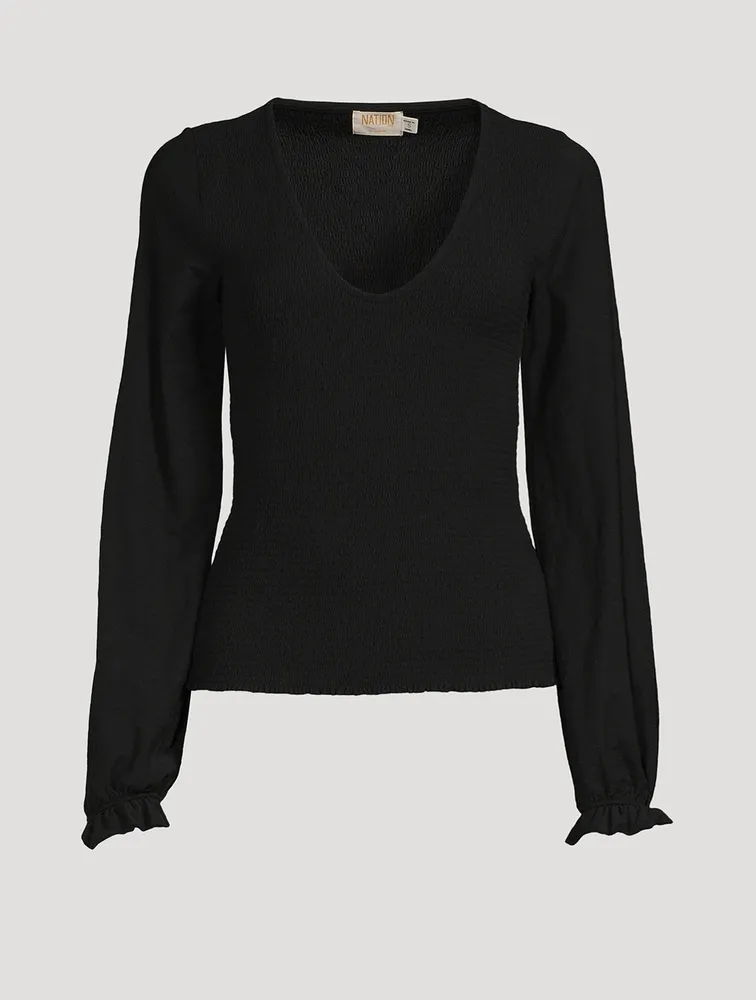 Bunny Smocked Long-Sleeve T-Shirt
