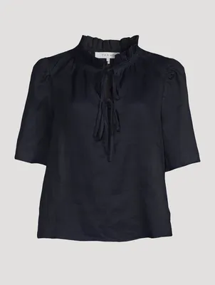 Tie-Neck Ruffled Blouse