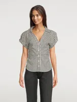 Ruched Shirt In Stripe Print