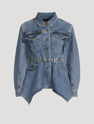 Peplum-Hem Denim Jacket