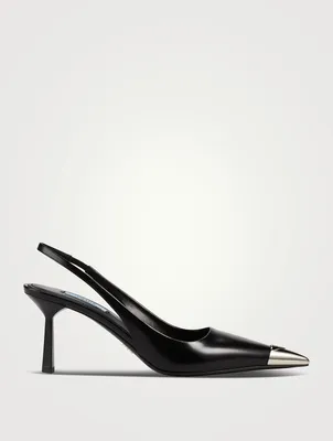 Cap-Toe Leather Slingback Pumps