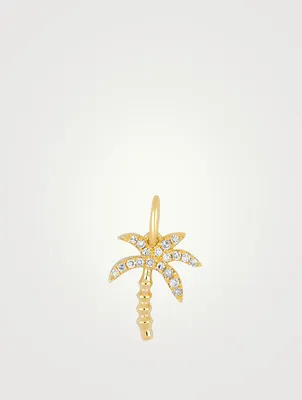 14K Gold Wild Palm Charm Pendant With Diamonds