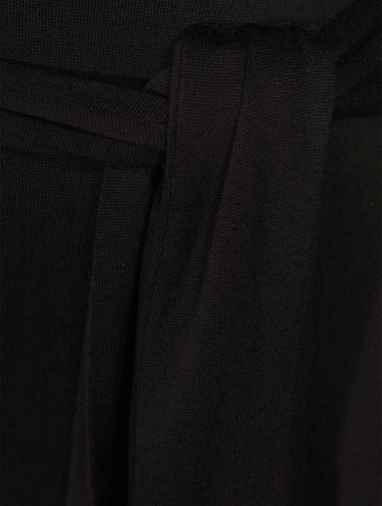 Long-Sleeve Wrap Midi Dress