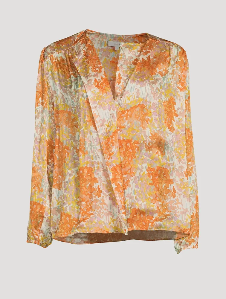 Garden Silk Shirred Blouse