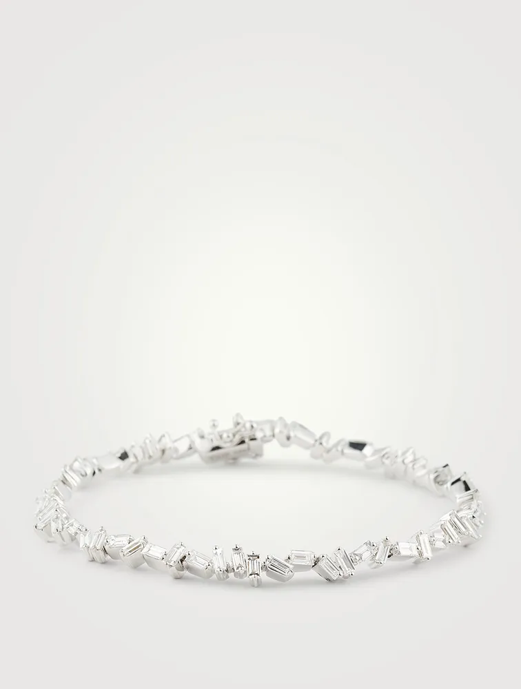 Fireworks 18K White Gold Flexible Tennis Bracelet With Diamonds