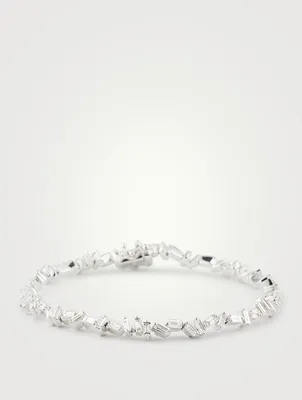 Fireworks 18K White Gold Flexible Tennis Bracelet With Diamonds