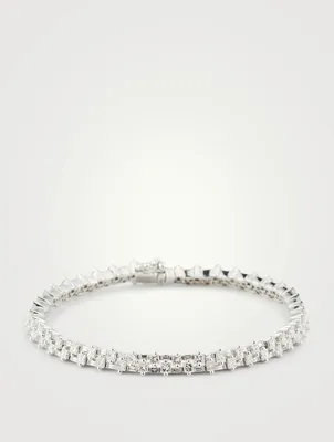 Fireworks 18K White Gold Flexible Tennis Bracelet With Diamonds