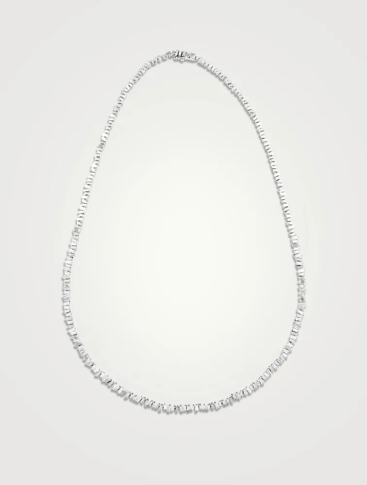 Mini Fireworks 18K White Gold Tennis Necklace With Diamonds