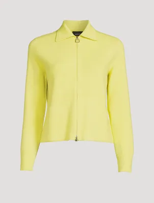 Cashmere Piqué Zip Cardigan