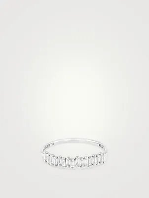 Fireworks 18K White Gold Half Band Ring With Diamonds