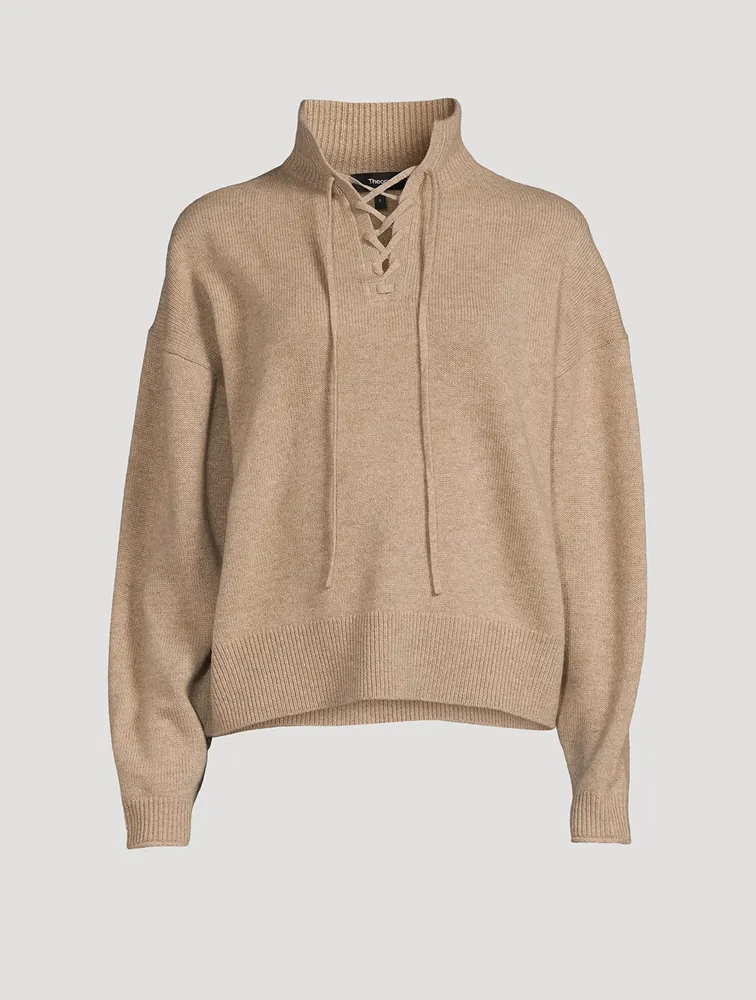 Lace-Up Cashmere Sweater