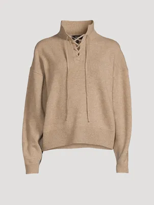 Lace-Up Cashmere Sweater