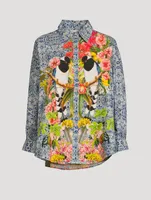 Boyfriend Organic Cotton Shirt Bird Print