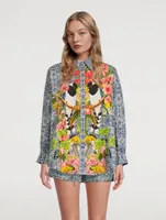 Boyfriend Organic Cotton Shirt Bird Print