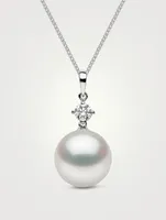 18K White Gold Pendant Necklace With South Sea Pearl And Diamond