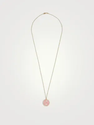 14K Gold Tableau Pendant Necklace With Diamonds