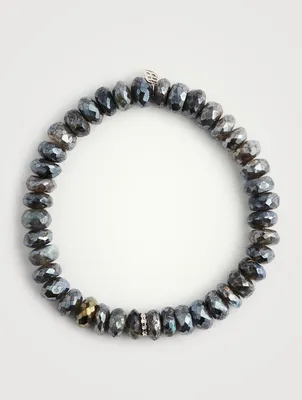 Beaded Bracelet With 14K White Gold Diamond Rondelle