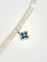 Beaded Bracelet With 14K Gold Diamond Moroccan Flower Charm