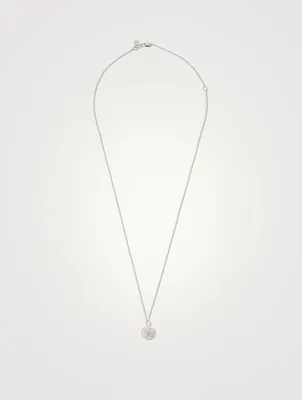 14K White Gold Sand Dollar Pendant Necklace With Diamonds