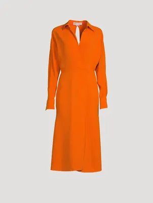 Wrap-Front Midi Dress