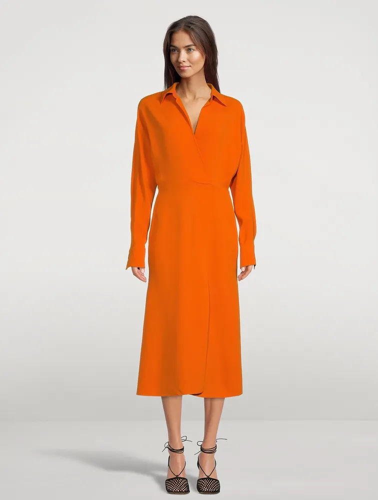 Wrap-Front Midi Dress