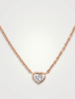18K Rose Gold Bezel Heart Diamond Necklace