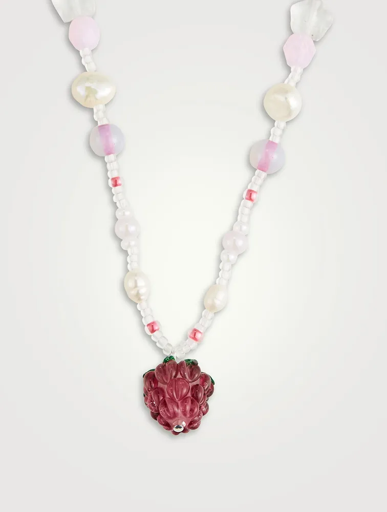 Bisous Beads x Fruit Assembly Beaded Raspberry Necklace