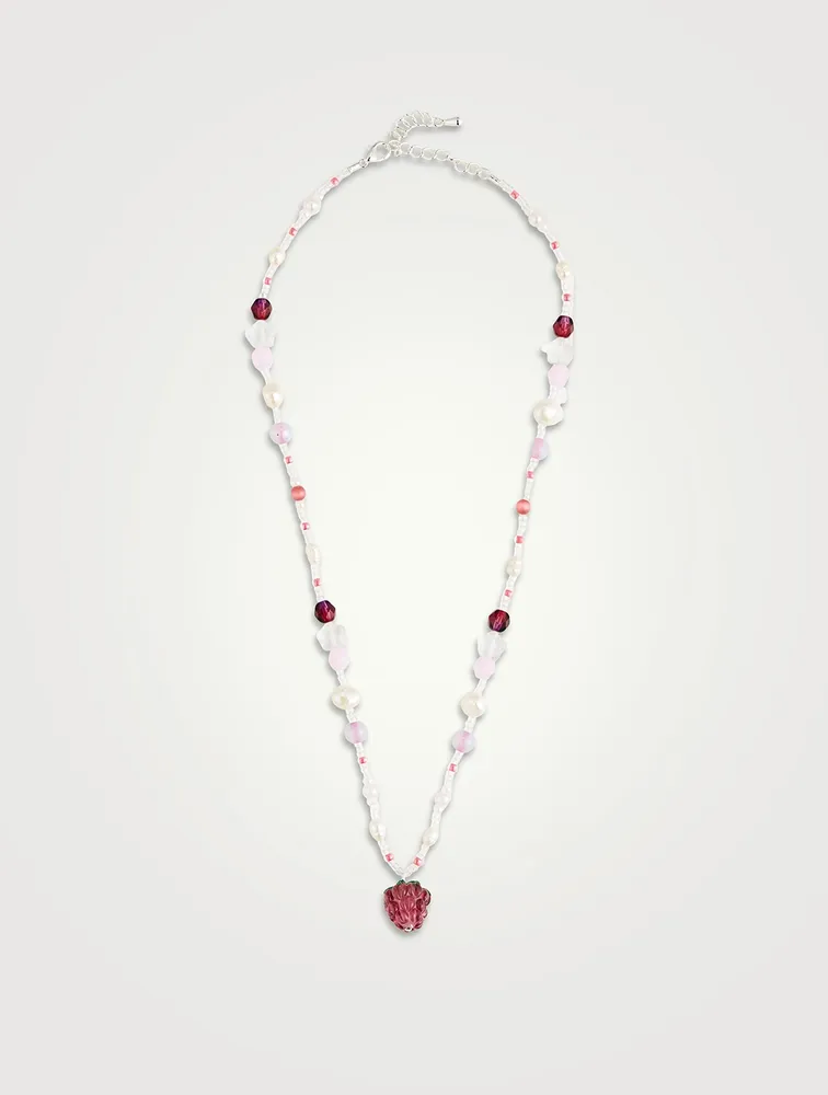 Bisous Beads x Fruit Assembly Beaded Raspberry Necklace