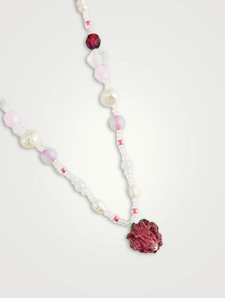 Bisous Beads x Fruit Assembly Beaded Raspberry Necklace