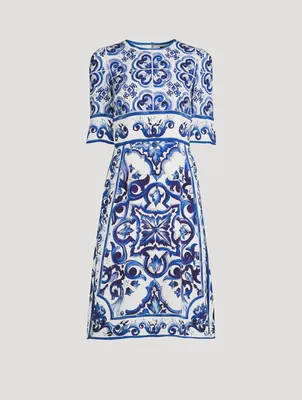 Charmeuse Midi Dress Majolica Print