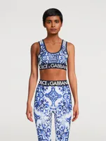 Logo-Band Sports Bra Majolica Print