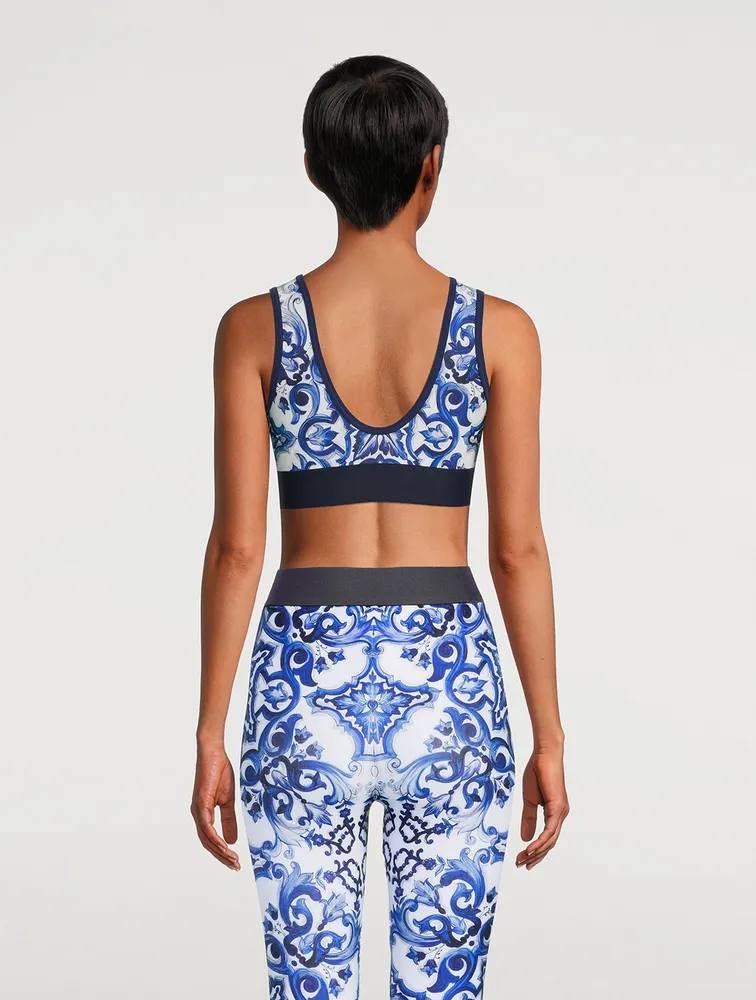 Logo-Band Sports Bra Majolica Print