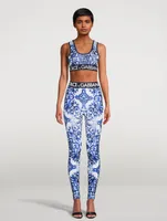 Logo-Band Sports Bra Majolica Print