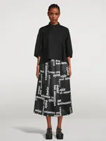 Satin Midi Skirt Logo Print