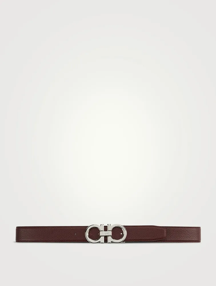 Reversible And Adjustable Gancini Leather Belt