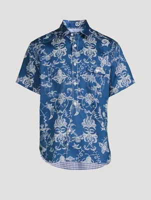 Linen And Cotton Short-Sleeve Shirt