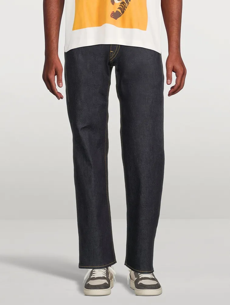 Cotton And Linen Straight-Leg Jeans