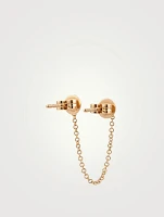 14K Gold Double Chain Stud Earring With Diamonds