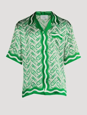 Ping Pong Monogram Silk Cuban Shirt