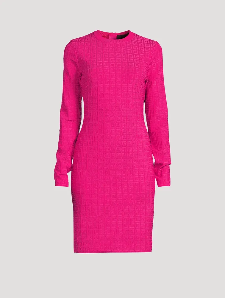4G Jacquard Long-Sleeve Mini Dress