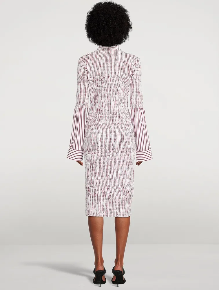 Smocked Shirt Dress Stripe Print