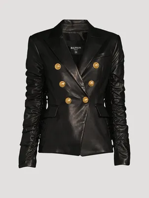Leather Double-Breasted Blazer