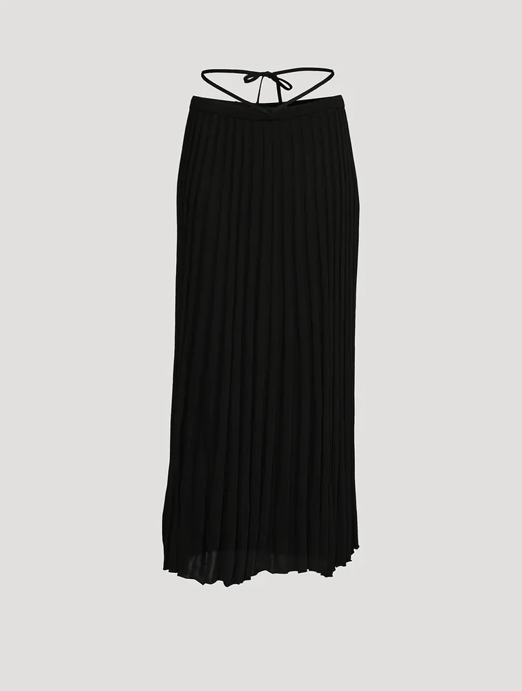 Pleated Knit Maxi Skirt