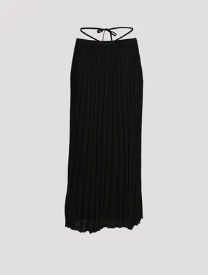 Pleated Knit Maxi Skirt