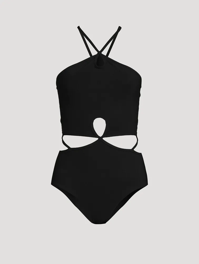 Looped Halter One-Piece Swimsuit