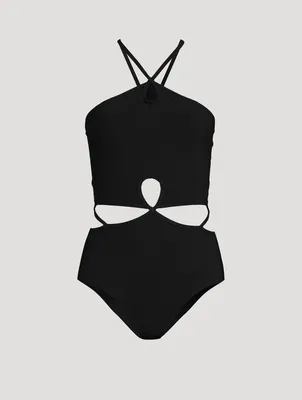 Looped Halter One-Piece Swimsuit